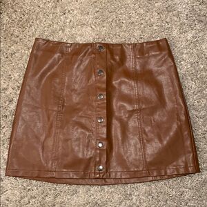 Faux Leather Skirt size L Brown